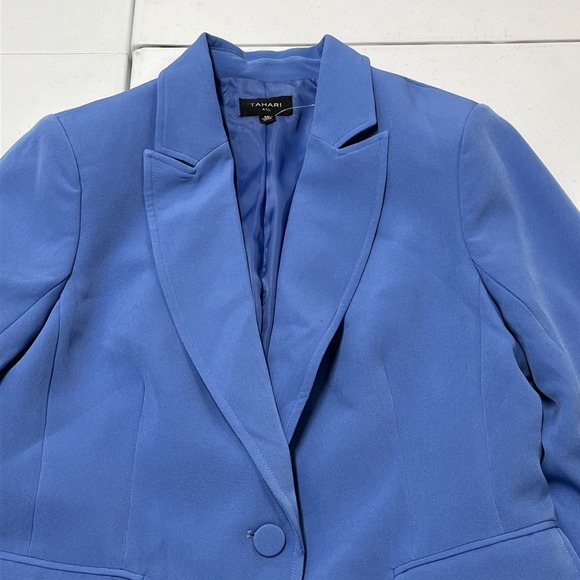 Tahari ASL Blazer Womens 10 Perwinkle One Button Jacket Structured Lined Office - Picture 8 of 13